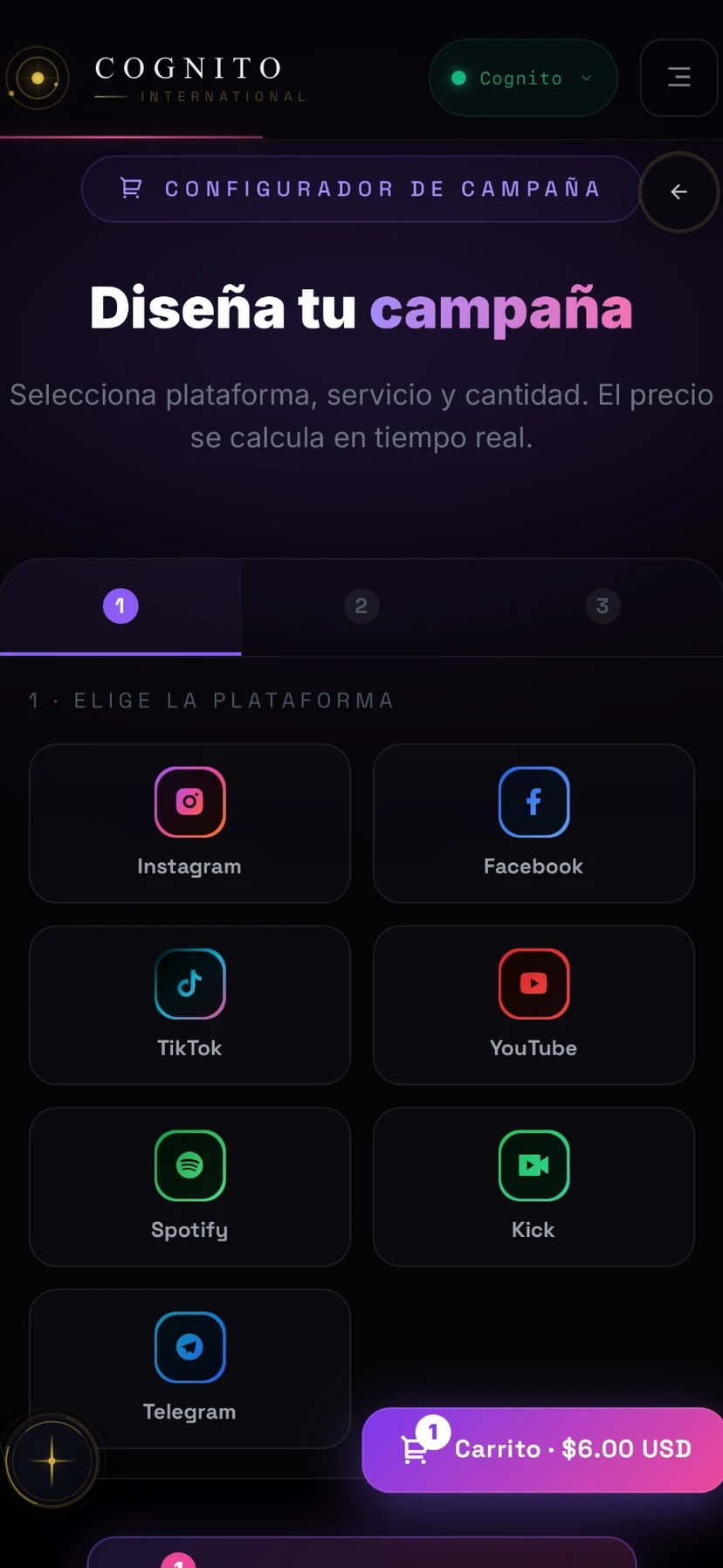 Pantalla real de Cognito AI